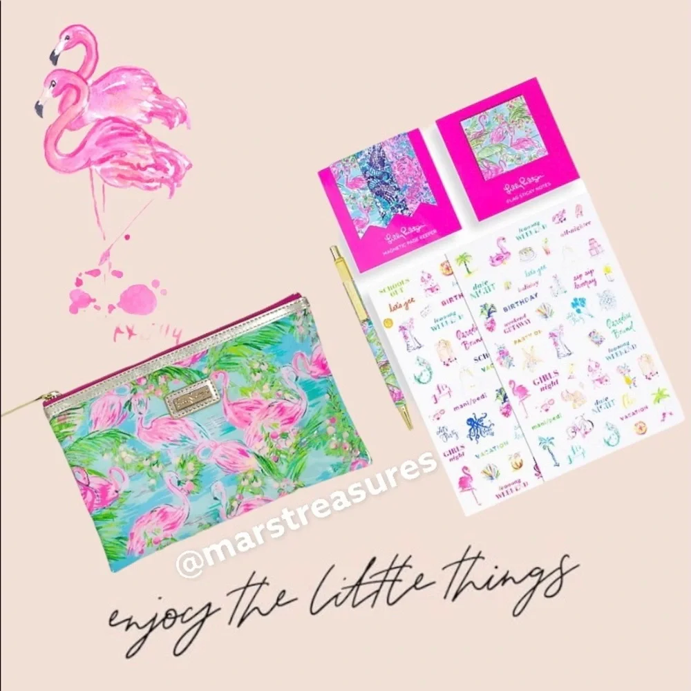 Lilly Pulitzer Agenda Journal Pen Flamingo Pouch